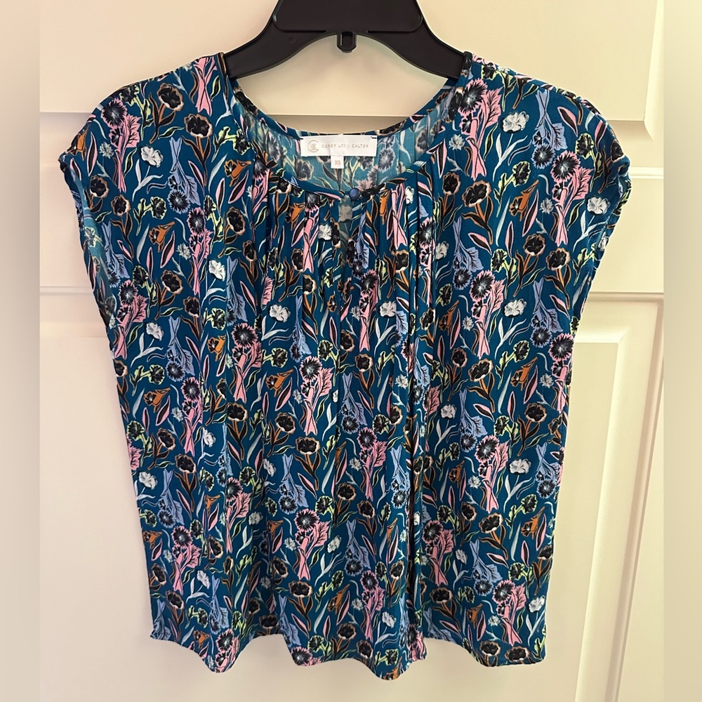 Corey Lynn Calter Floral Cap Sleeve Blouse